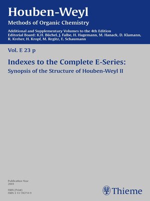 cover image of Houben-Weyl Methods of Organic Chemistry Volume E 23p Supplement
